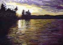 8 Greeting Cards: Sunset Lake